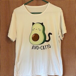 Avo-Catto White T-Shirt for Cat Lovers